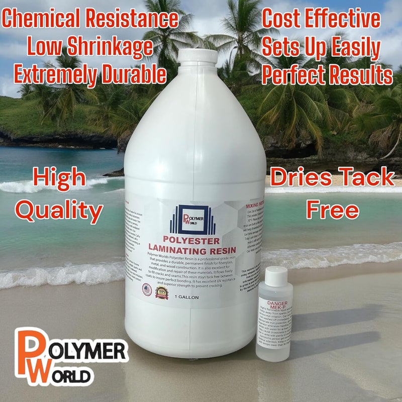Polymer World - Polyester Resin 1-10 Gallon Kit with MEKP for Boats, Cars, Surfboard, RV, Pools,Canoes, Jetskis, Watercrafts (1, 1 Gallon) - Image 2
